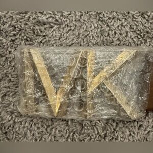 NWT Women’s Michael Kors Gold Tone,  MK Logo , Wide, Leather Belt, Brown, Sz S